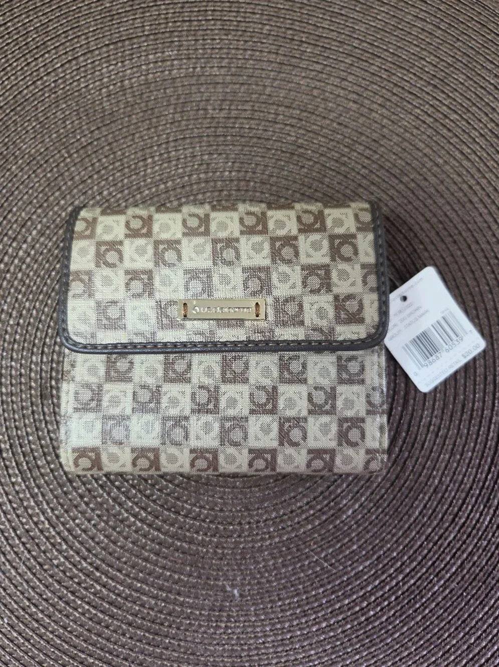NWT Liz Claiborne Signature Monogram Compact Wallet - Brown/Cream